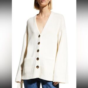 New Loulou studio Sovik wool cashmere Ivory cardigan